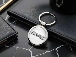 Saab Anello Chiave su Misura Bombata Look Metallico